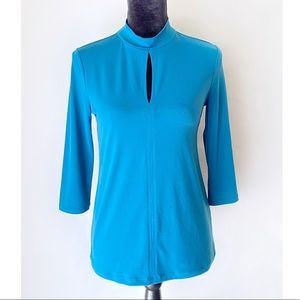 BANANA REPUBLIC Keyhole 3/4 sleeve Blue Blouse